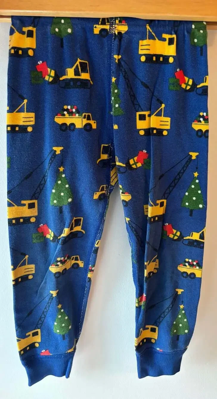 Hanna Anderson Organic Cotton Long John Pajama Set Size 3T Construction Trucks